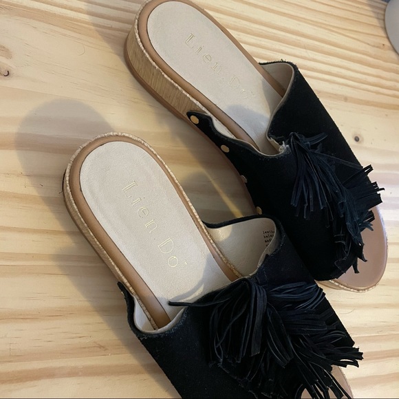 SIZE 7 black SANDALS Anthropologie - Picture 6 of 7